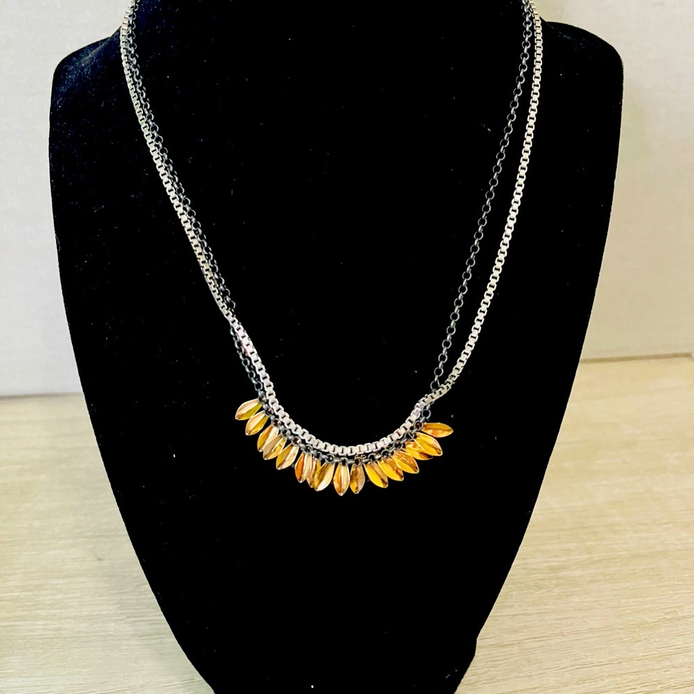 Stella & Dot Black, Sliver & Gold necklace